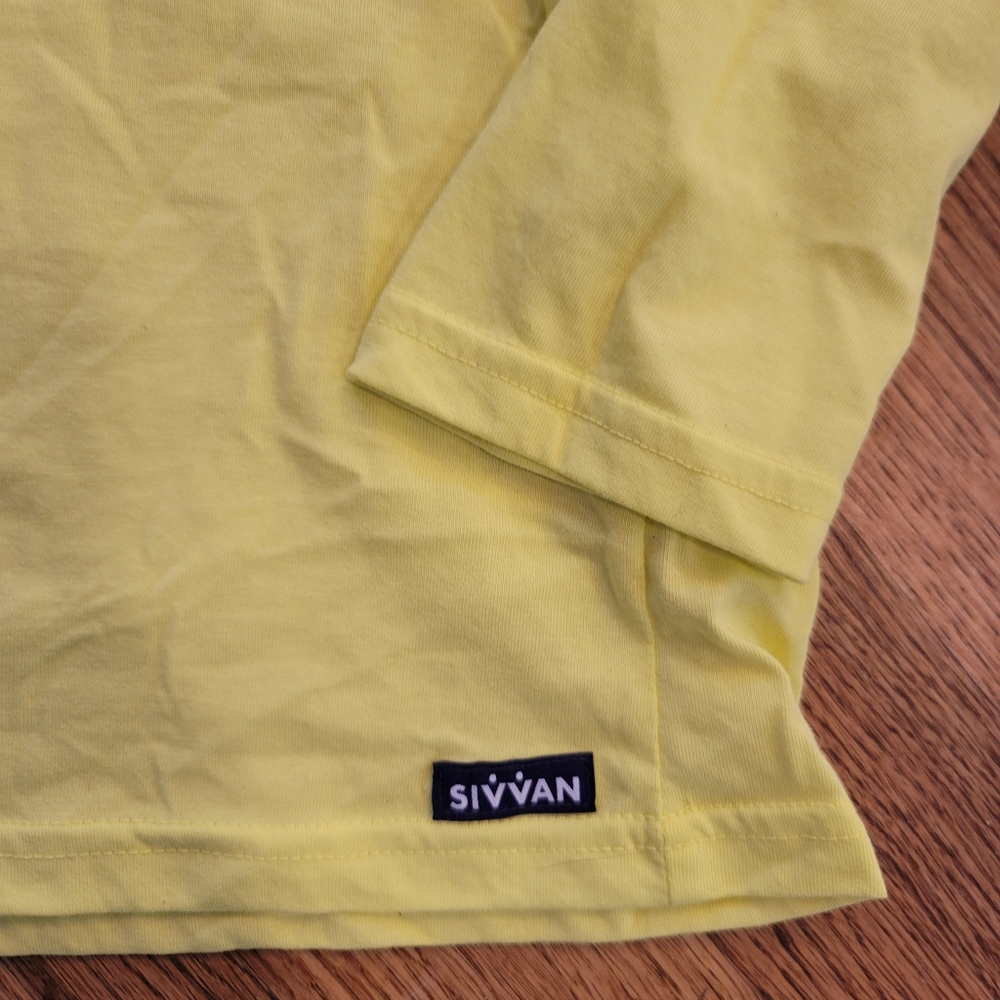 Sivvan Under-Scrub Long Sleeve Lemon Yellow T Shirt Cotton Poly Blend Like NEW - Picture 3 of 6